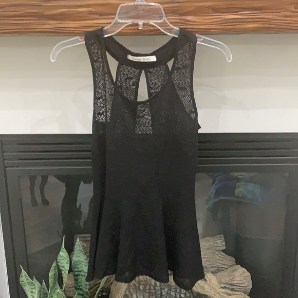 Sweet Rain Tops - {Sweet Rain}Sz S Sheer Black Peplum Top